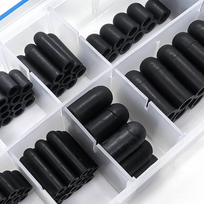 BUSY-CORNER 120 Pieces Rubber Vacuum Cap Assortment 10 Sizes Tube OD from 1/8"" to 1/2"" Sizes Automotive Carb Line Hose Caps Kit for Carburetor Manifold - Image 5